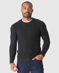 True ClassicCharcoal Heather Gray Pique Crew Sweater