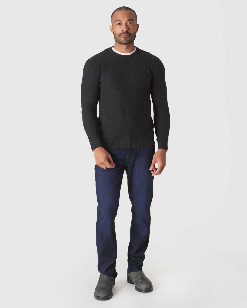 Charcoal Heather Gray Pique Crew Sweater