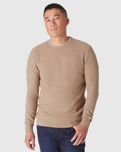 True ClassicHeather Camel Pique Crew Sweater