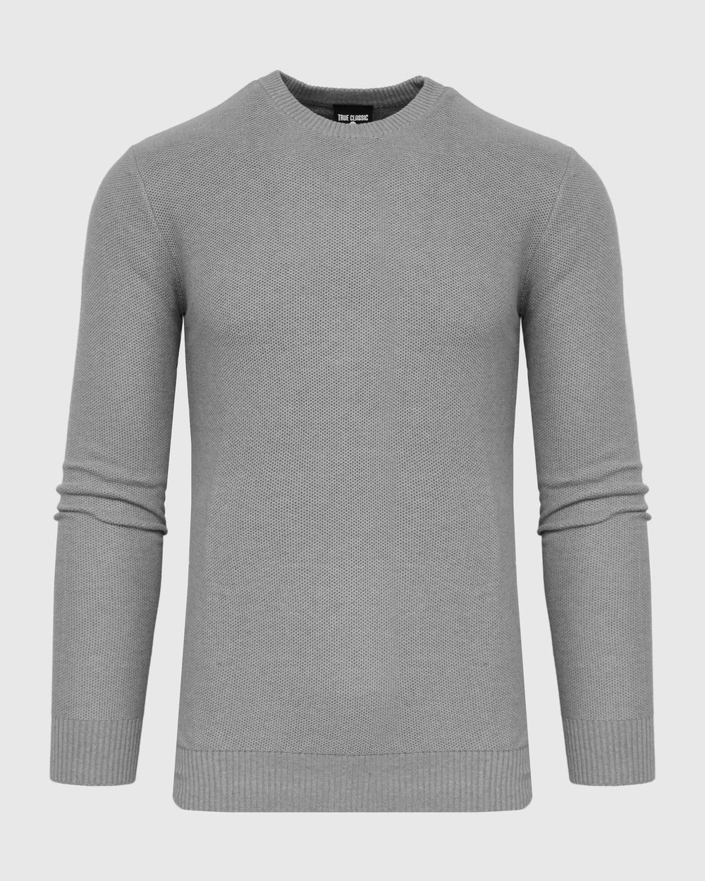 Heather Gray Pique Crew Sweater