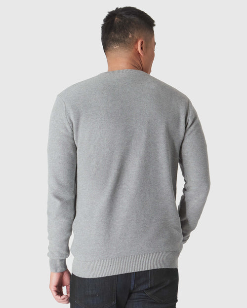 Heather Gray Pique Crew Sweater