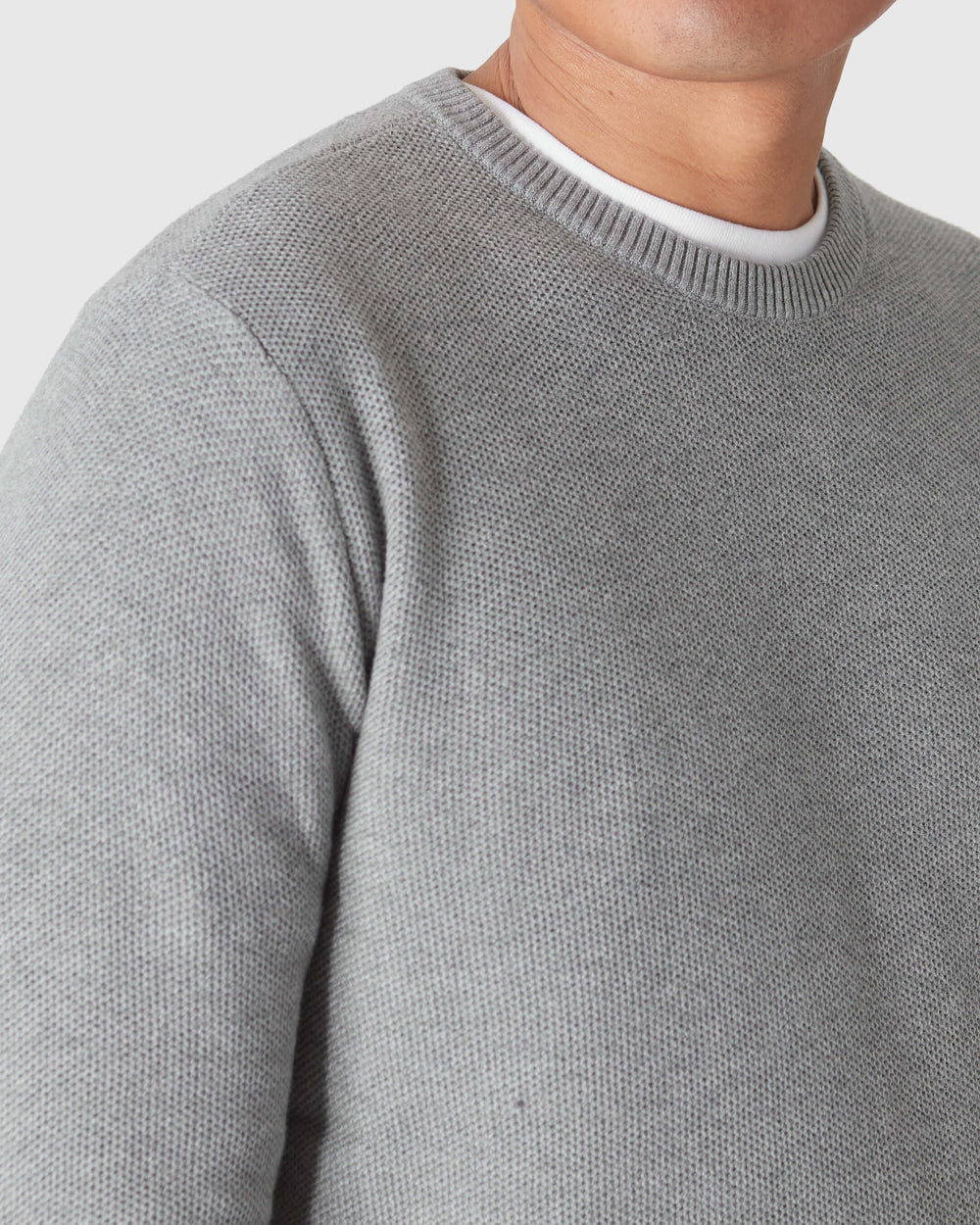 Heather Gray Pique Crew Sweater