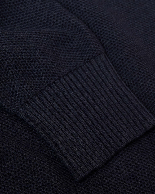 Heather Navy Pique Crew Sweater