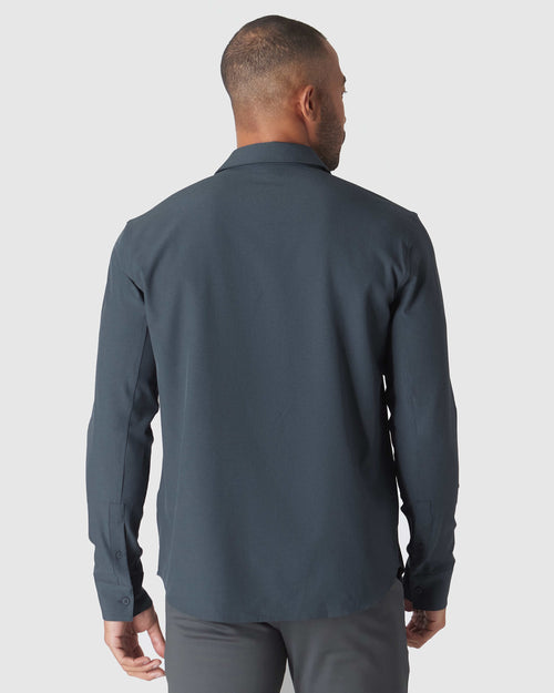 Heather Navy Long Sleeve Ripstop Commuter Shirt