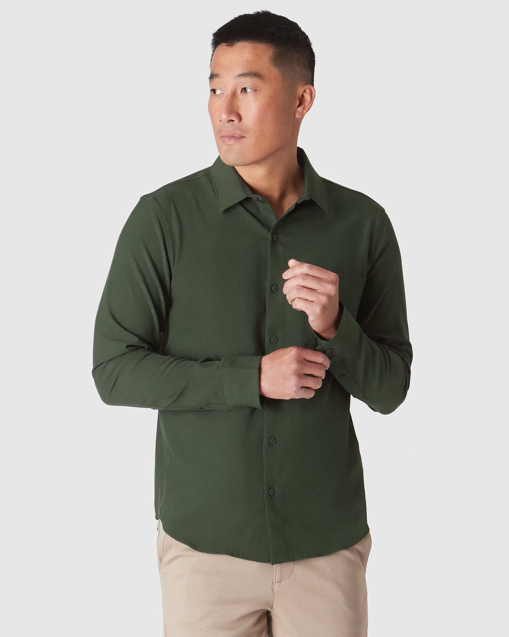 Olive Long Sleeve Ripstop Commuter Shirt