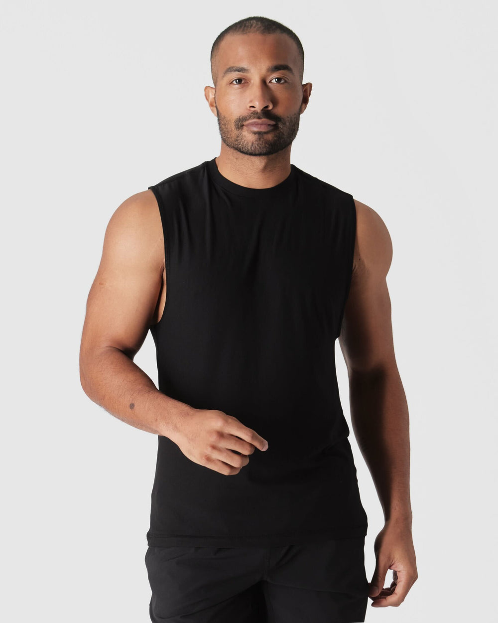 Black Sleeveless Active Muscle Tee