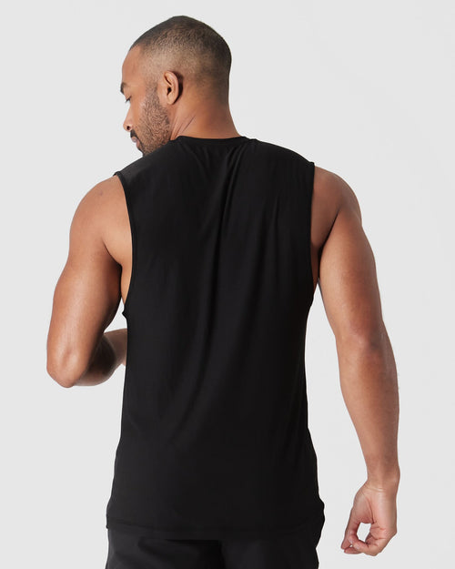 Black Sleeveless Active Muscle Tee