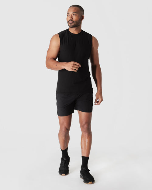 Black Sleeveless Active Muscle Tee