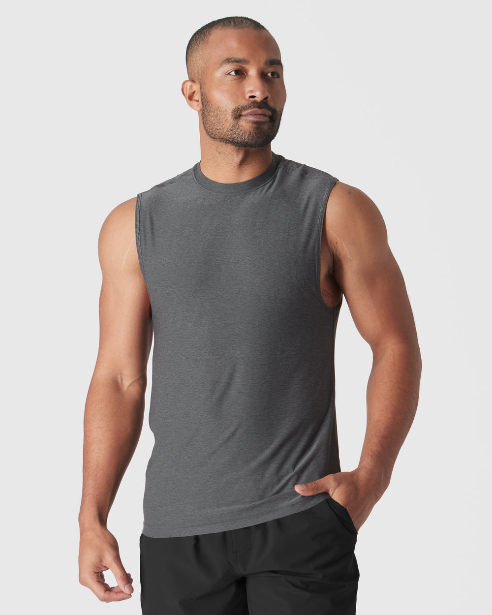 Charcoal Heather Gray Sleeveless Active Muscle Tee