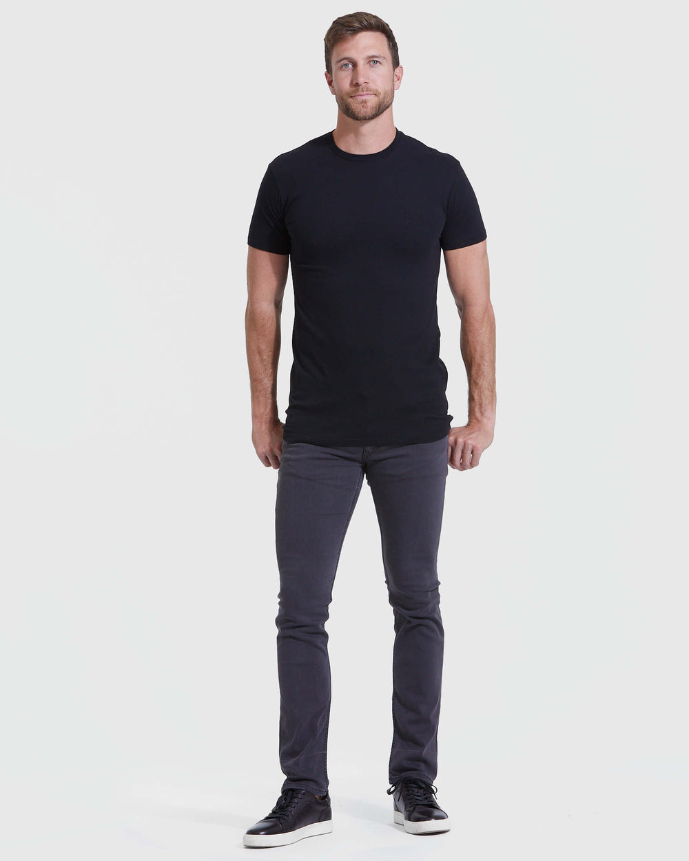 Black Tall Round Hem Crew Neck T-Shirt