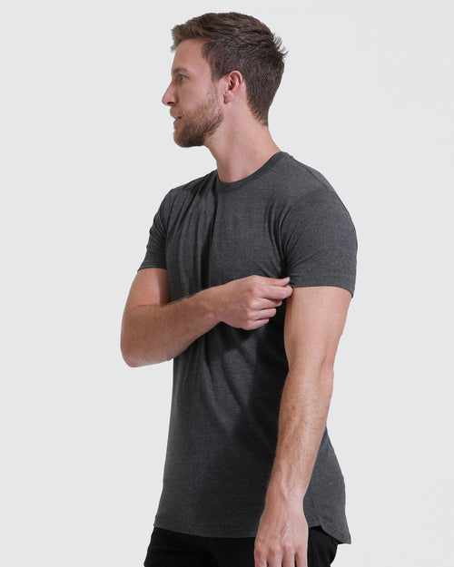 Charcoal Heather Gray Tall Round Hem Crew Neck T-Shirt