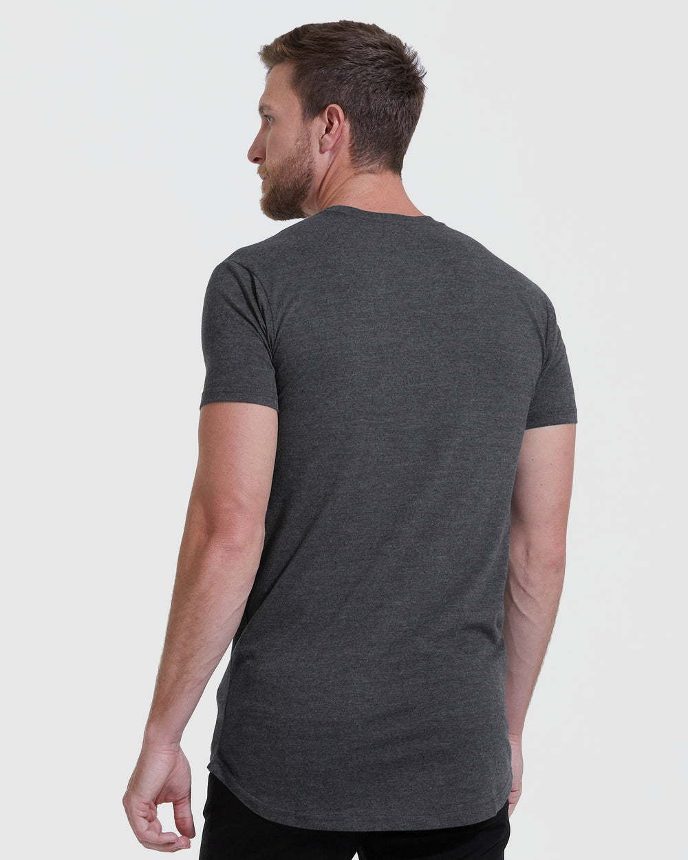 Charcoal Heather Gray Tall Round Hem Crew Neck T-Shirt