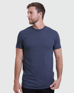 True ClassicHeather Navy Tall Round Hem Crew Neck T-Shirt