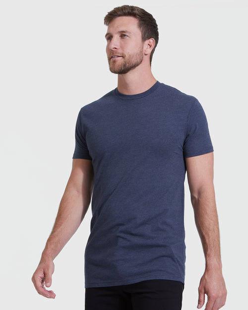 Heather Navy Tall Round Hem Crew Neck T-Shirt