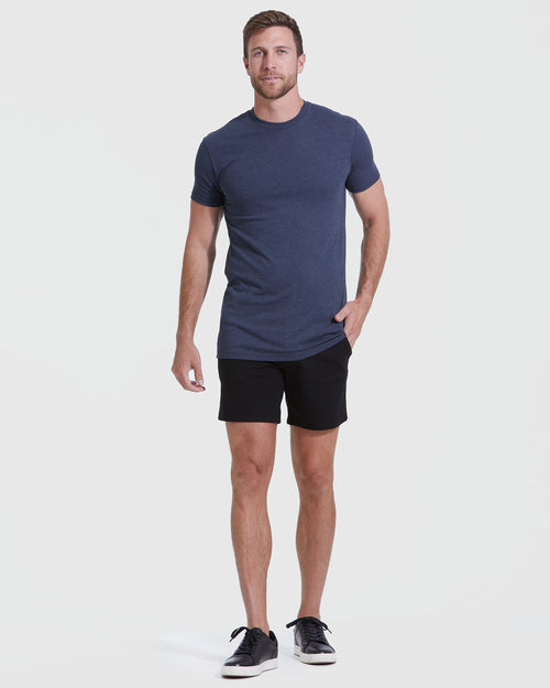 Heather Navy Tall Round Hem Crew Neck T-Shirt