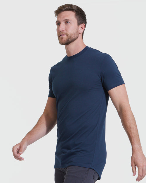 Navy Tall Round Hem Crew Neck T-Shirt