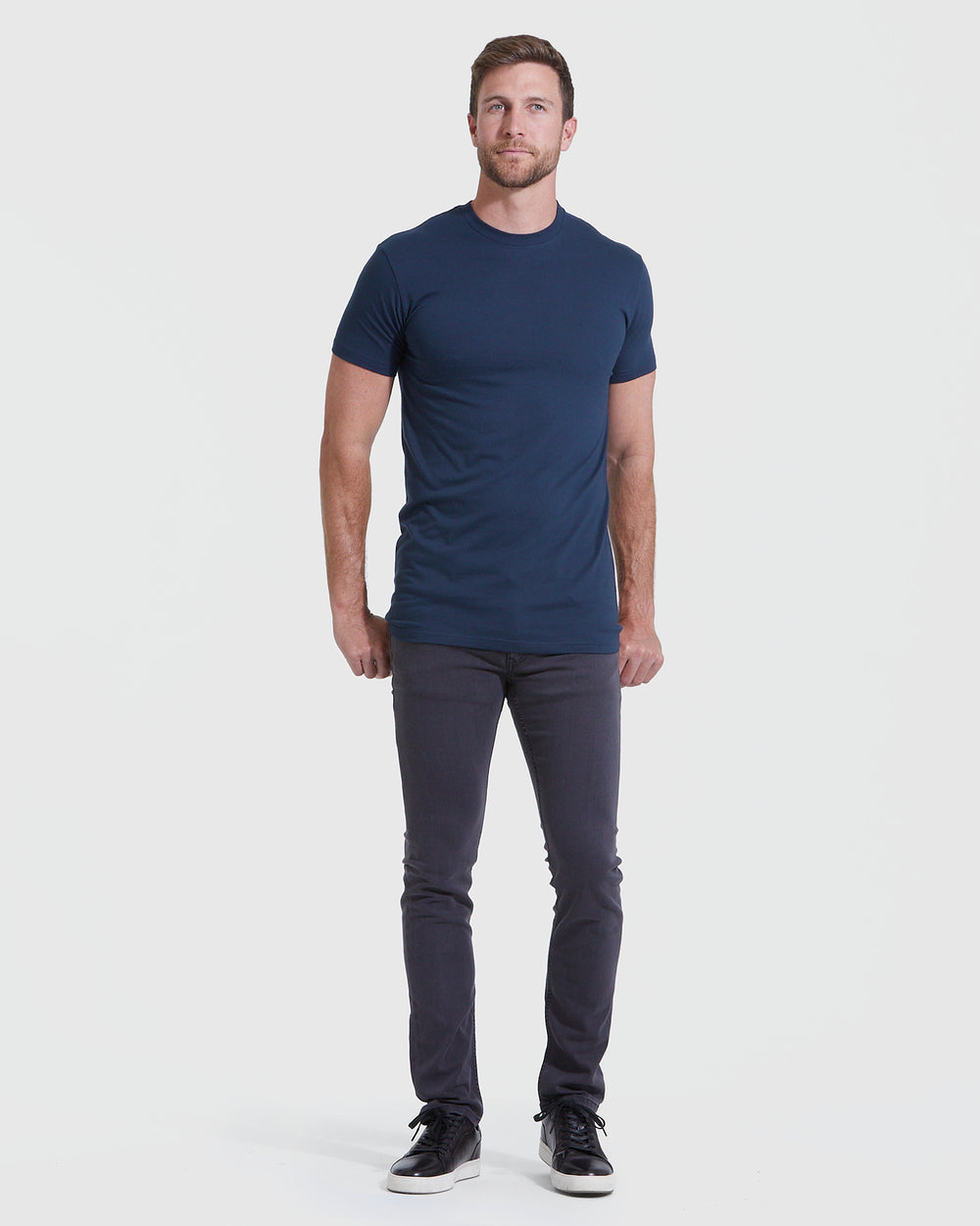 Navy Tall Round Hem Crew Neck T-Shirt