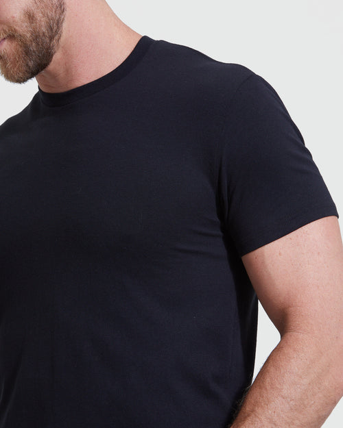 Black Tall Straight Hem Crew Neck T-Shirt