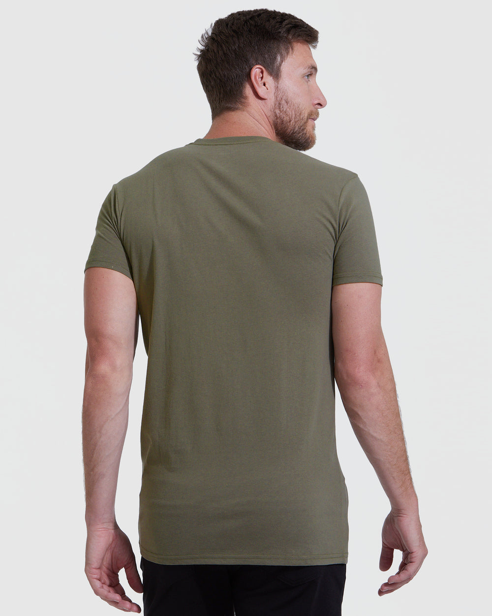 Military Green Tall Straight Hem Crew Neck T-Shirt