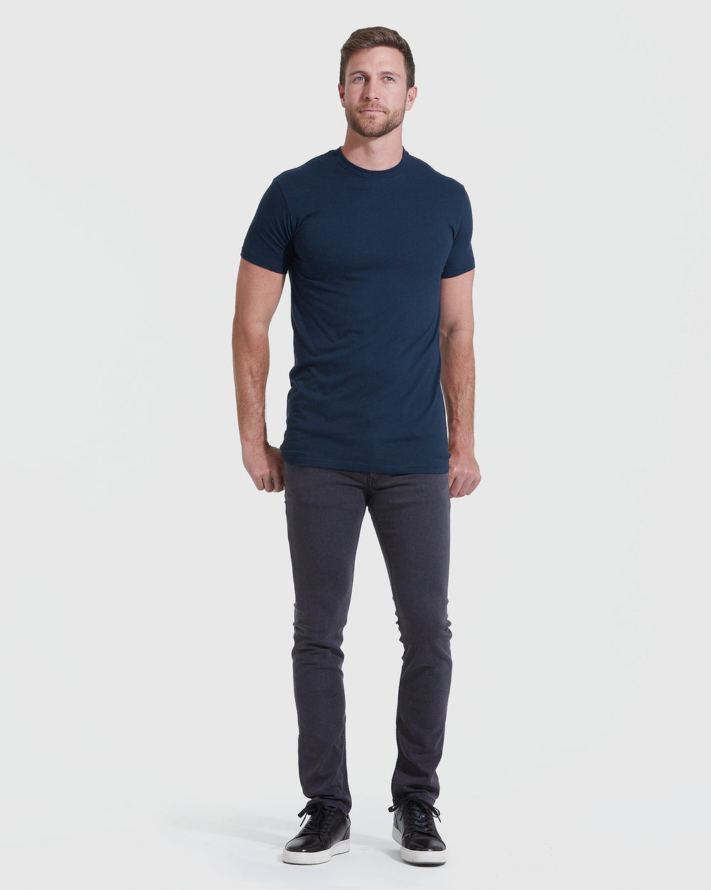 Navy Tall Straight Hem Crew Neck T-Shirt