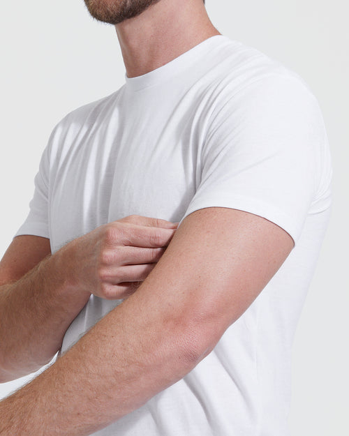 All-White Tall Straight Hem Crew Neck T-Shirt 3-Pack