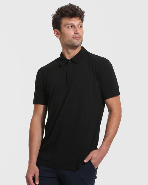 Black Short Sleeve Tall Polo