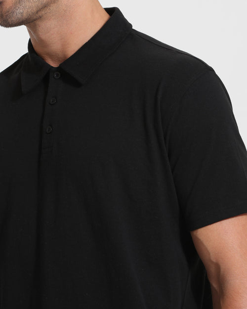 Black Short Sleeve Tall Polo