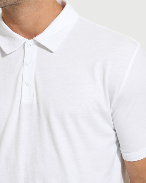 White Short Sleeve Tall Polo