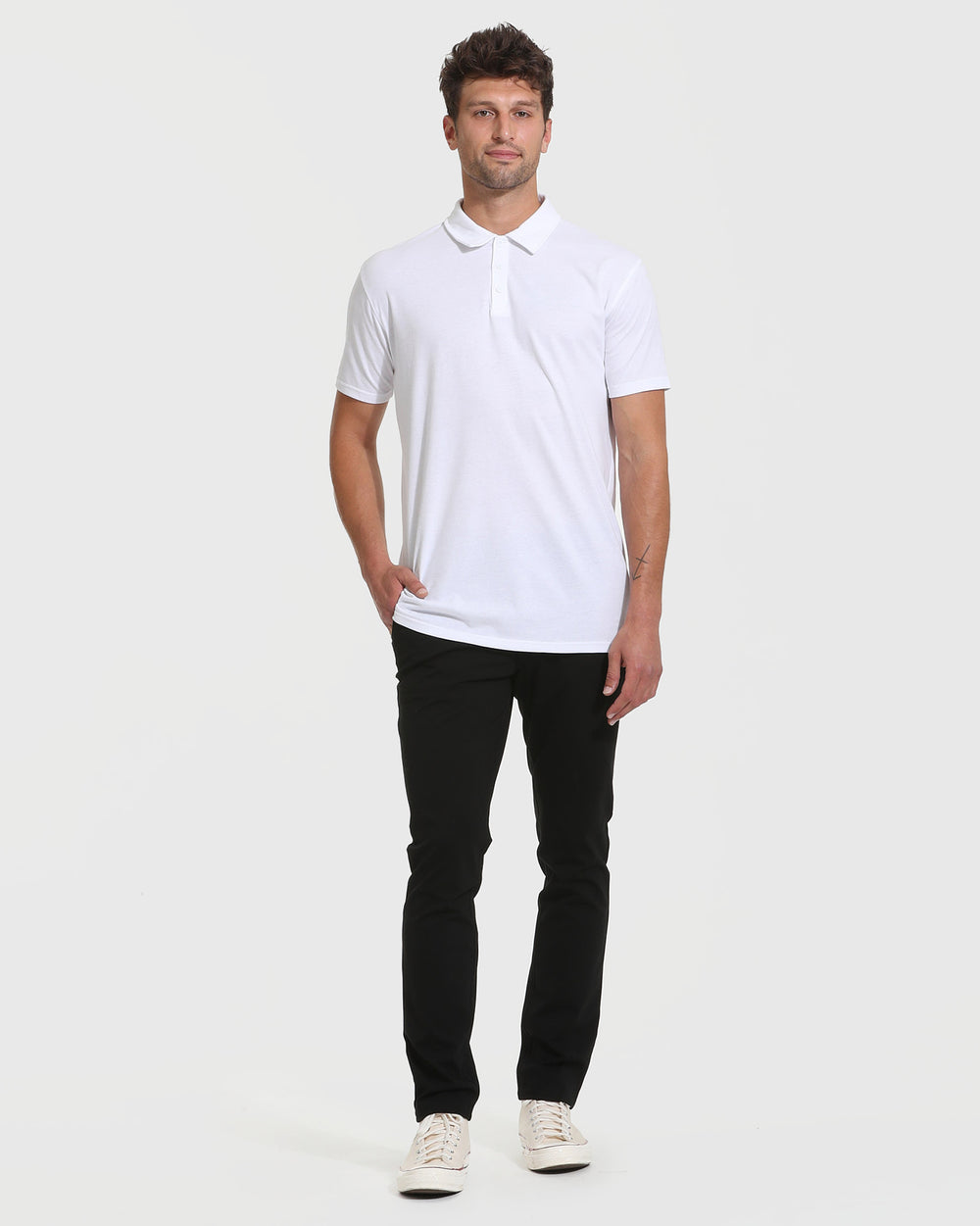 White Short Sleeve Tall Polo