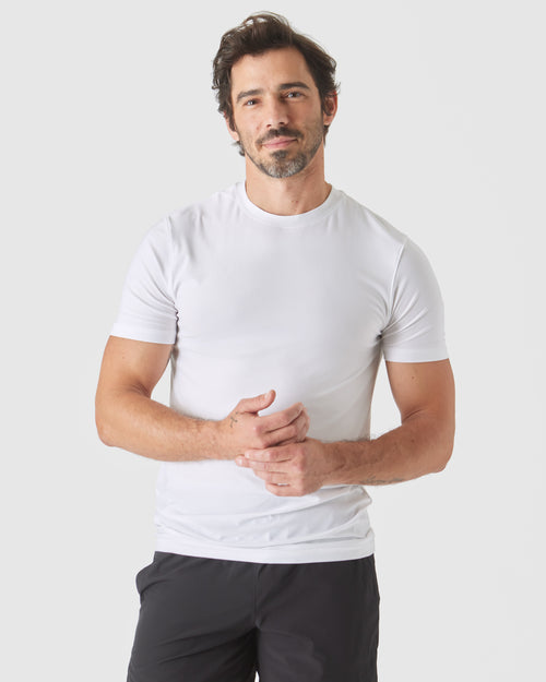 White Short Sleeve Tall Active Crew Neck