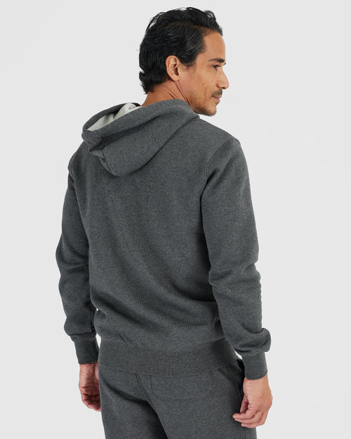 Charcoal Heather Gray Fleece French Terry Zip Hoodie