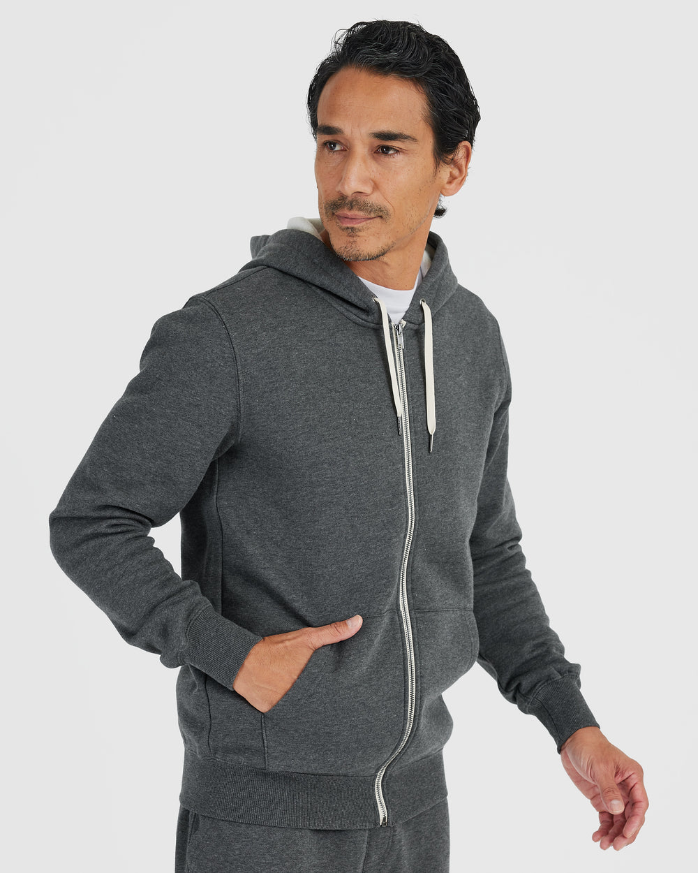 Charcoal Heather Gray Fleece French Terry Zip Hoodie