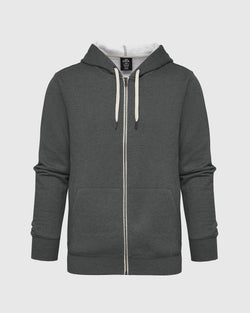 Charcoal Heather Gray Fleece French Terry Zip Hoodie