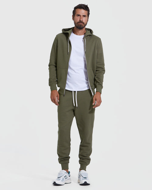 Military Green Fleece French Terry Zip Hoodie