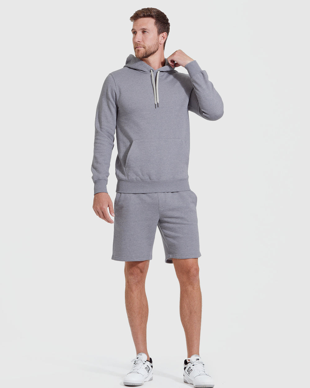 Heather Gray Fleece French Terry Pullover Hoodie