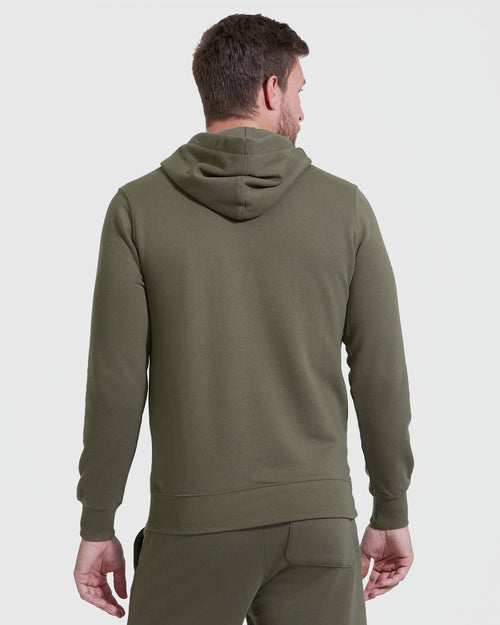 Military Green Fleece French Terry Pullover Hoodie