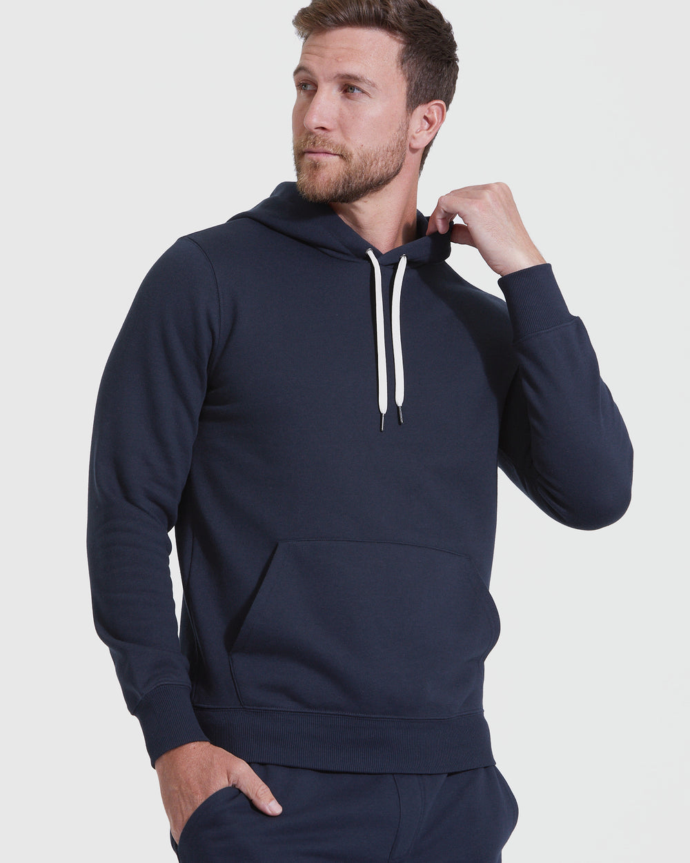 Navy Fleece French Terry Pullover Hoodie