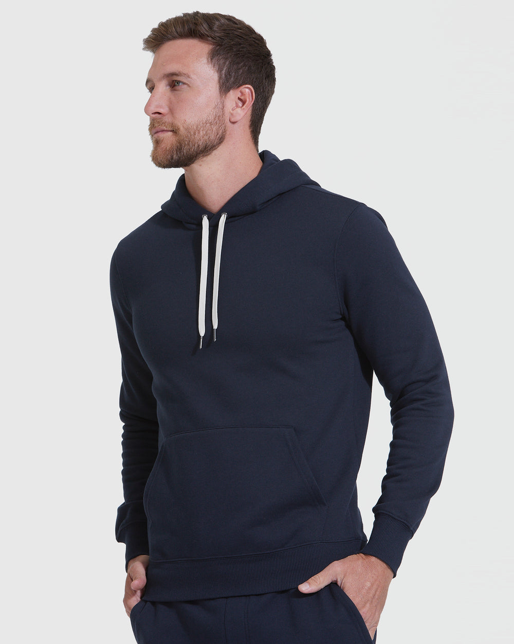 Navy Fleece French Terry Pullover Hoodie