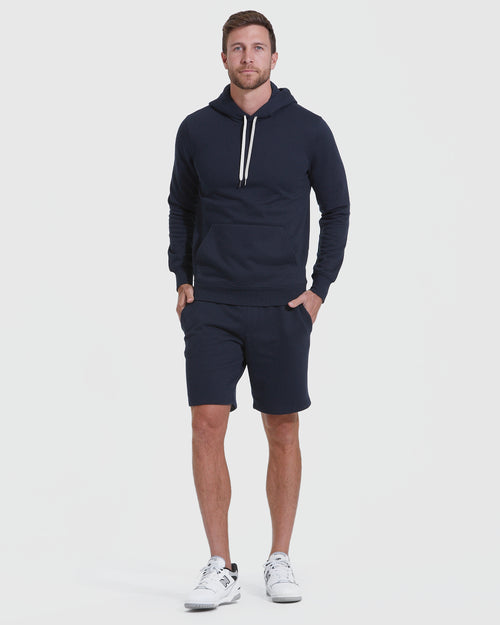 Navy Fleece French Terry Pullover Hoodie