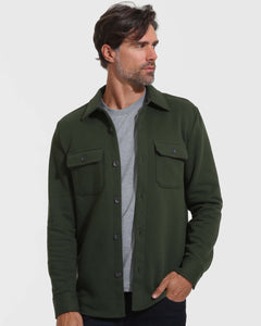 True ClassicDark Olive Fleece Shacket