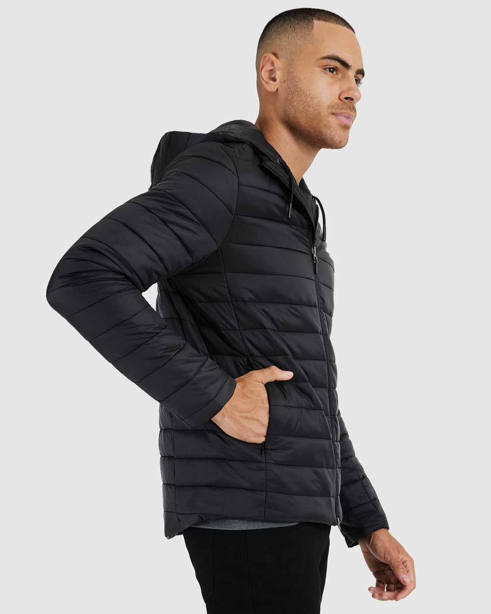 Black Hooded Puffer Jacket