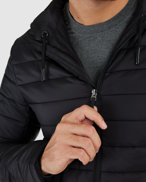 Black Hooded Puffer Jacket