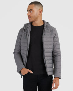 True ClassicGunmetal Hooded Puffer Jacket