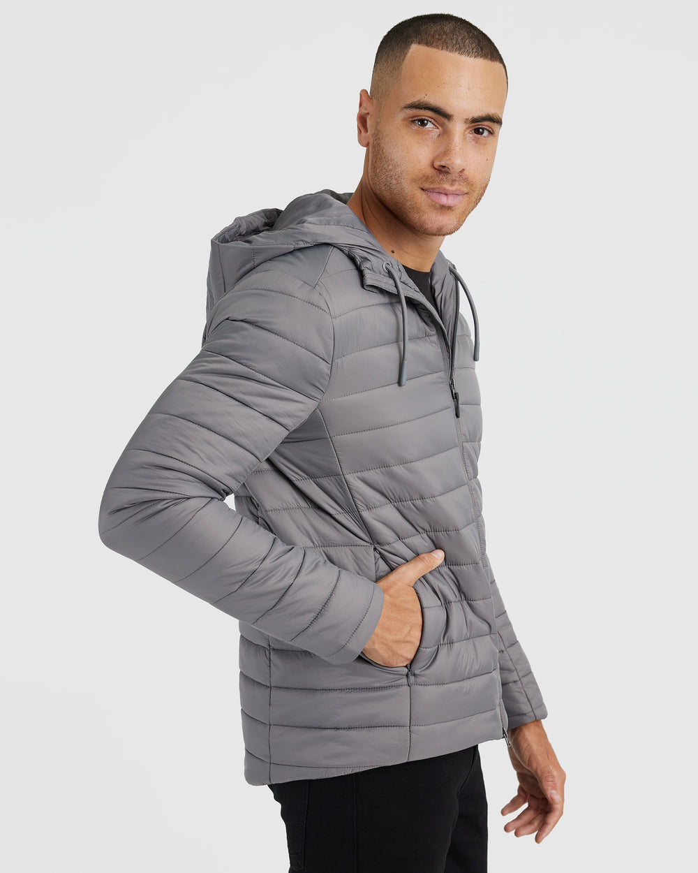 Gunmetal Hooded Puffer Jacket