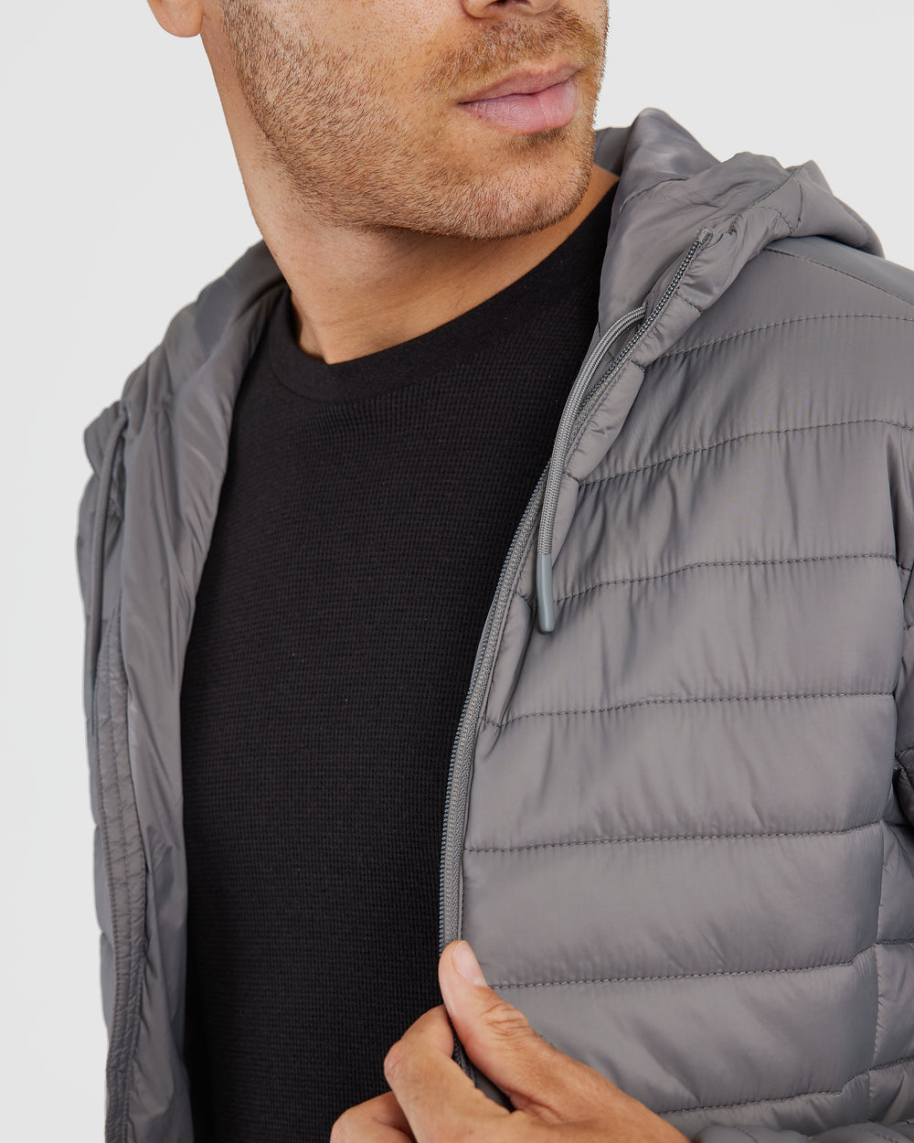 Gunmetal Hooded Puffer Jacket