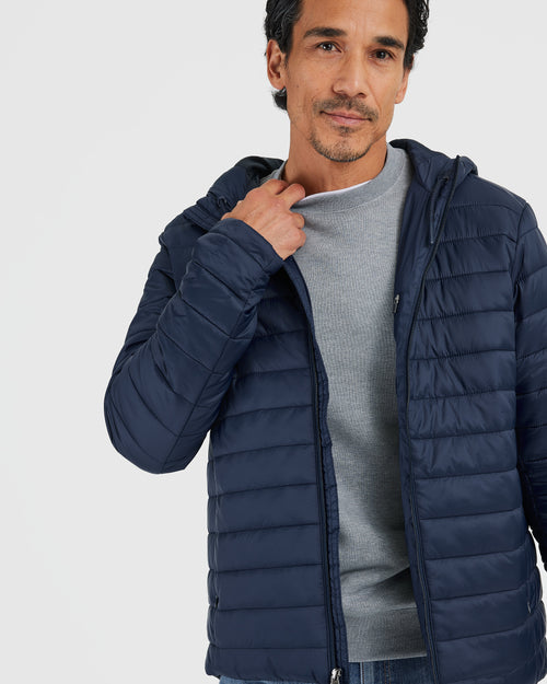 Navy Hooded Puffer Jacket