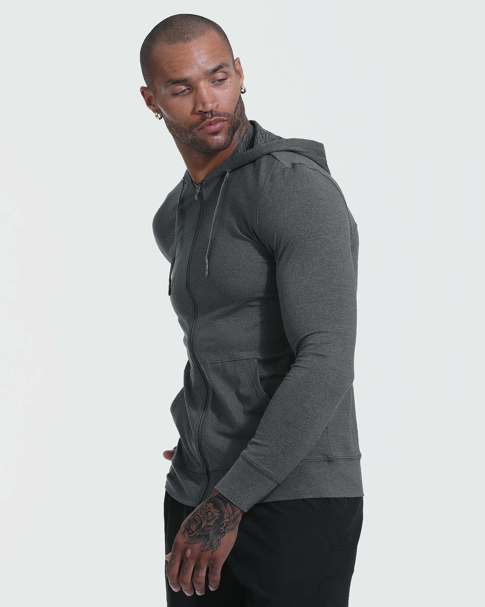 Charcoal Heather Active Comfort Full Zip Hoodie