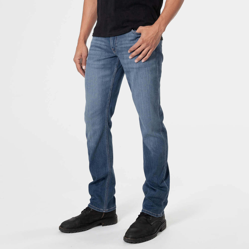 Medium Indigo Wash Straight Comfort Stretch Jeans