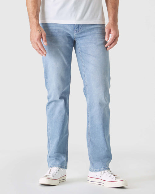 Light Indigo Wash Straight Authentic Denim Jeans