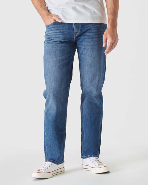 Medium Indigo Wash Straight Authentic Denim Jeans